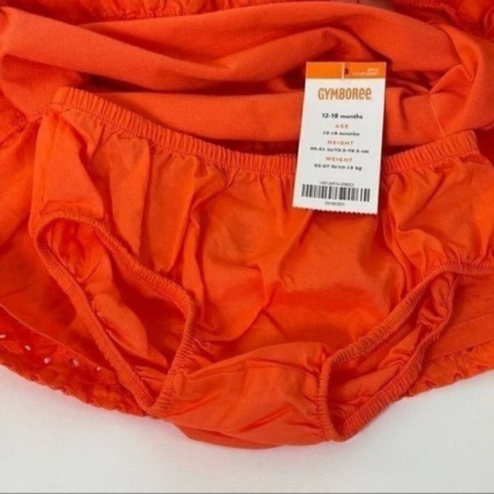 Gymboree Tangerine Cap Sleeve Key Hole Back Matching Underwear Size 12-18 Months - Picture 6 of 7